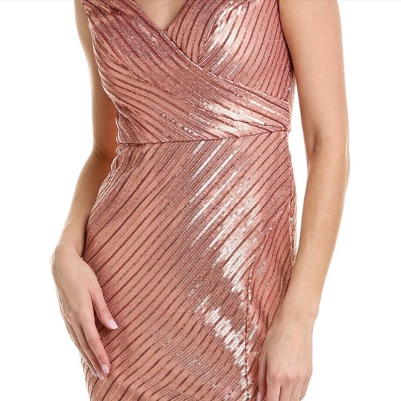 NWT $1395 Rene‎ Ruiz Collection [ 10 ] V-Neck Sequin Column Gown in Pink - Picture 3 of 15